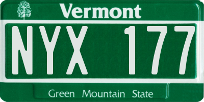 VT license plate NYX177