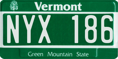 VT license plate NYX186