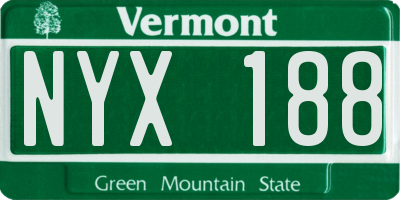 VT license plate NYX188