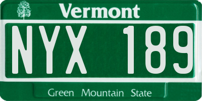 VT license plate NYX189