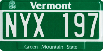 VT license plate NYX197
