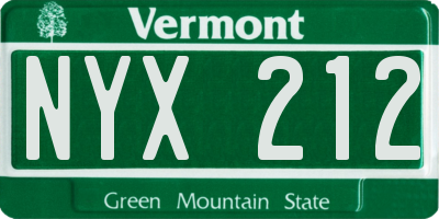 VT license plate NYX212