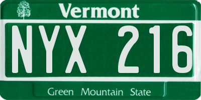 VT license plate NYX216