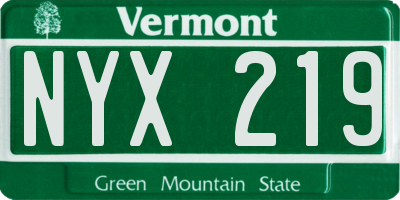 VT license plate NYX219