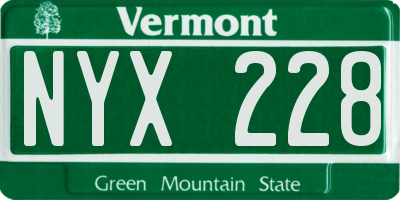 VT license plate NYX228
