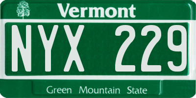 VT license plate NYX229