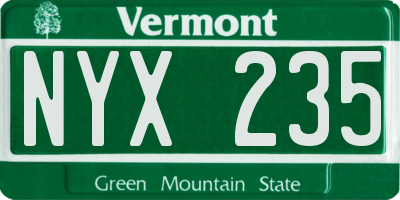 VT license plate NYX235