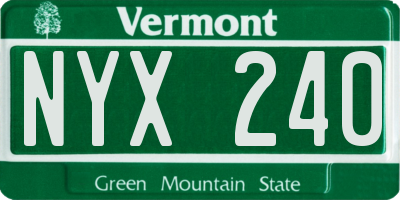 VT license plate NYX240