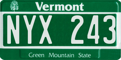 VT license plate NYX243