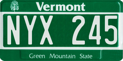 VT license plate NYX245