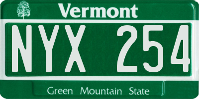 VT license plate NYX254