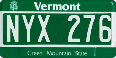 VT license plate NYX276