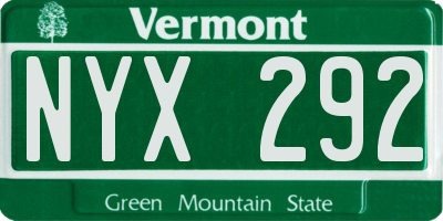 VT license plate NYX292
