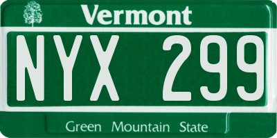 VT license plate NYX299