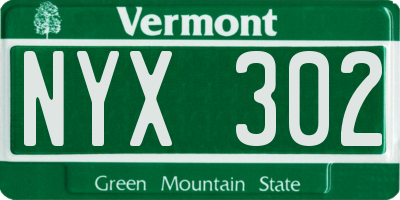 VT license plate NYX302
