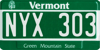 VT license plate NYX303