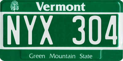 VT license plate NYX304