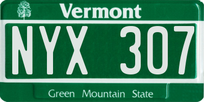 VT license plate NYX307
