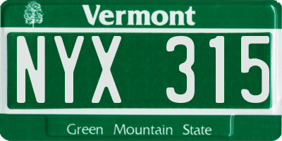VT license plate NYX315