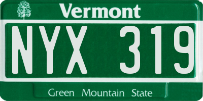 VT license plate NYX319
