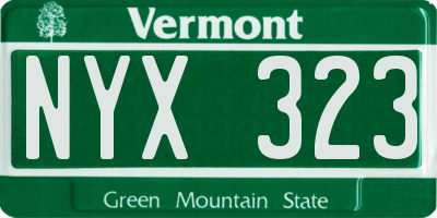 VT license plate NYX323