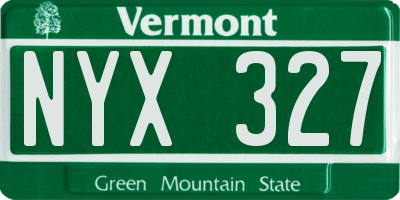 VT license plate NYX327