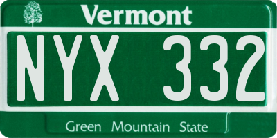 VT license plate NYX332