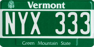 VT license plate NYX333