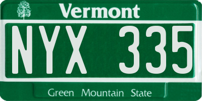 VT license plate NYX335