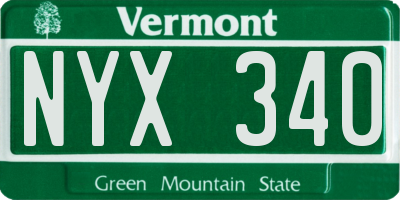 VT license plate NYX340
