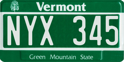 VT license plate NYX345