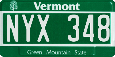 VT license plate NYX348