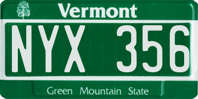 VT license plate NYX356
