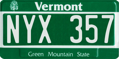 VT license plate NYX357