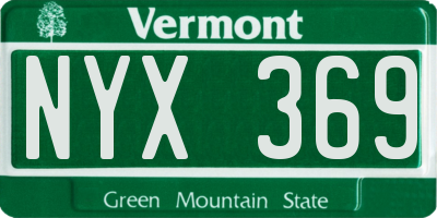 VT license plate NYX369