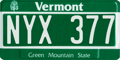 VT license plate NYX377