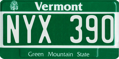 VT license plate NYX390