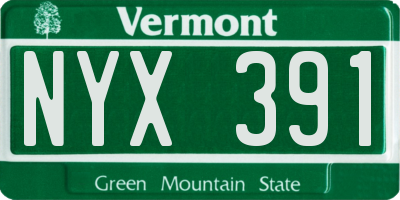 VT license plate NYX391