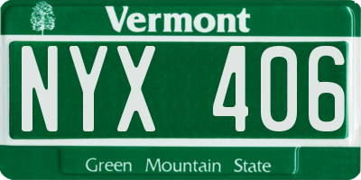 VT license plate NYX406
