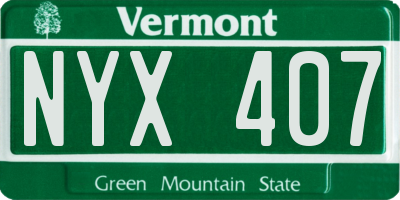 VT license plate NYX407