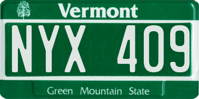 VT license plate NYX409
