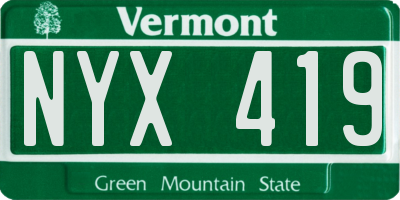 VT license plate NYX419