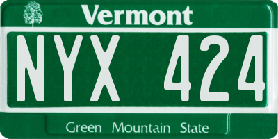 VT license plate NYX424