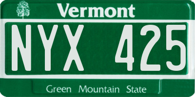 VT license plate NYX425