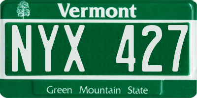 VT license plate NYX427