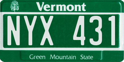 VT license plate NYX431