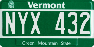 VT license plate NYX432