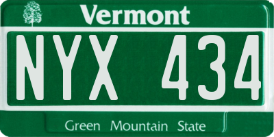 VT license plate NYX434
