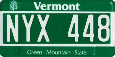 VT license plate NYX448