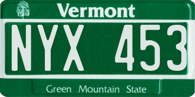 VT license plate NYX453